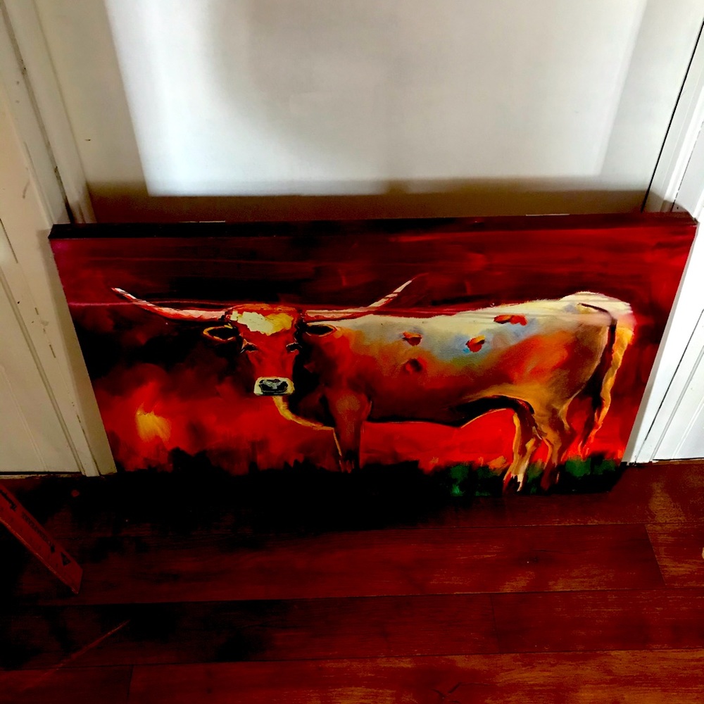 Long horn bull canvas
